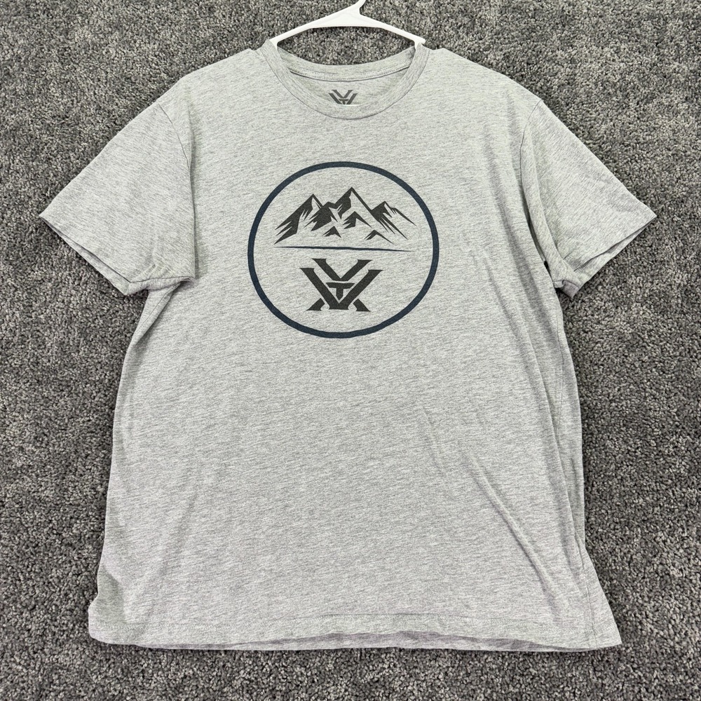 Vortex Shirt Mens Large Gray Mountain Graphic Tee Outdoor Casual Logo Style